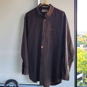 Orvis Men’s Brown Plaid Button Down  Casual Outdoors Size L